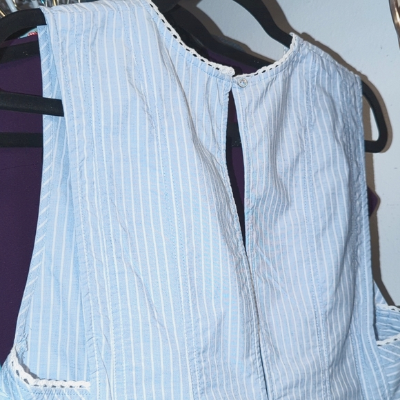 Free People Good Feels Blue White Stripe Peplum Tank Top Size M - Picture 13 of 14